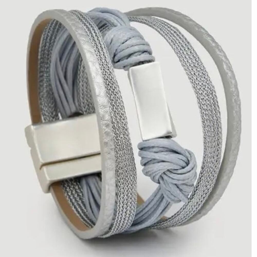 SAACHI Rectangle Charm Cord Bracelet NWT
